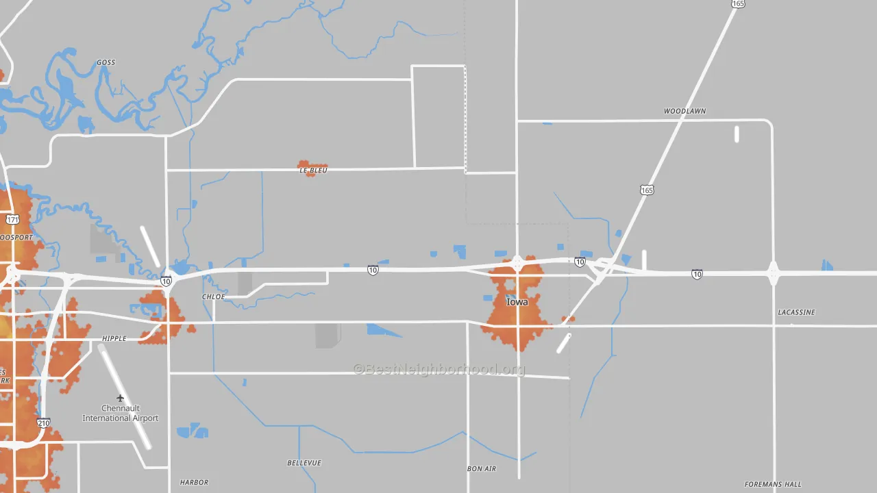 Bike Grade map of Iowa, LA