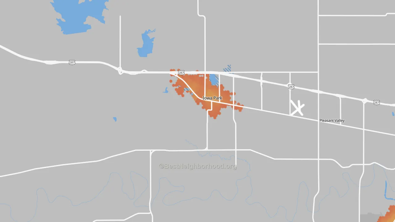 Bike Grade map of Iowa Park, TX
