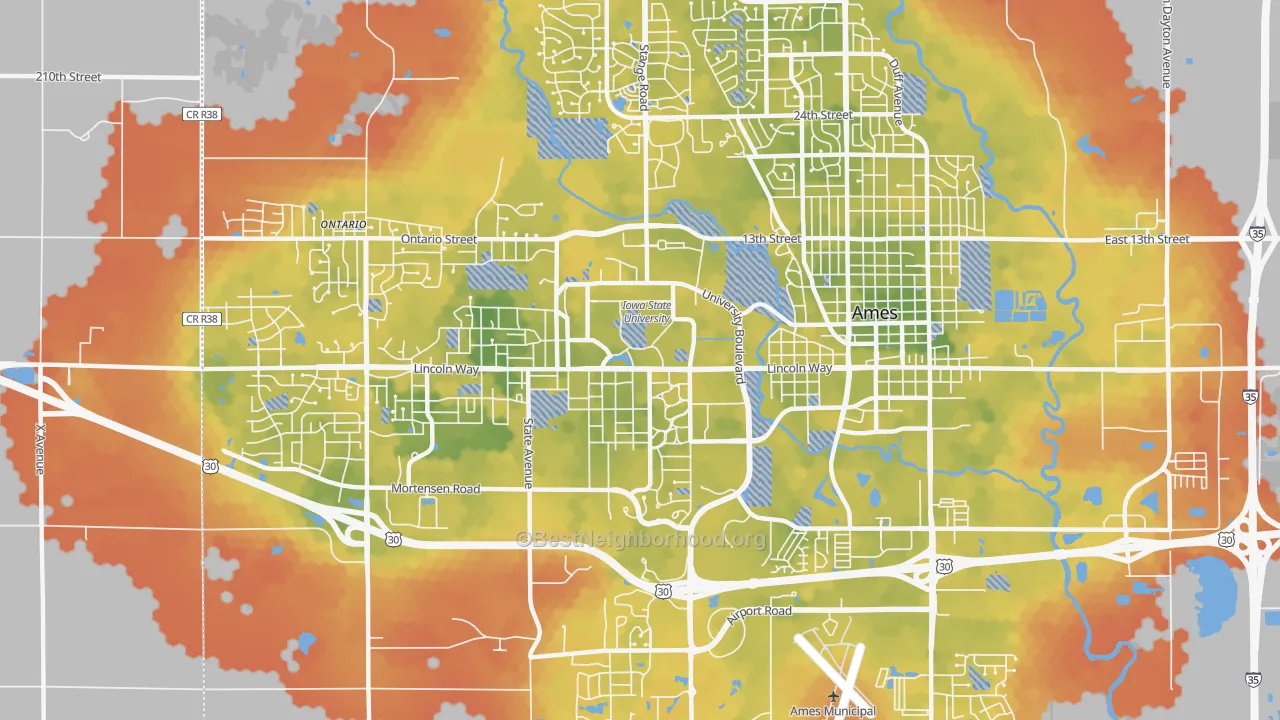 Bike Grade map of Iowa State University, Ames, IA