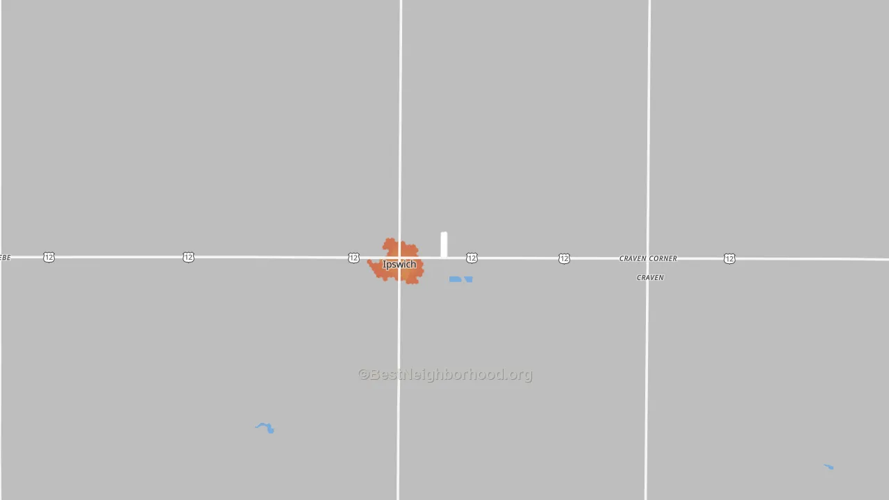 Bike Grade map of Ipswich, SD
