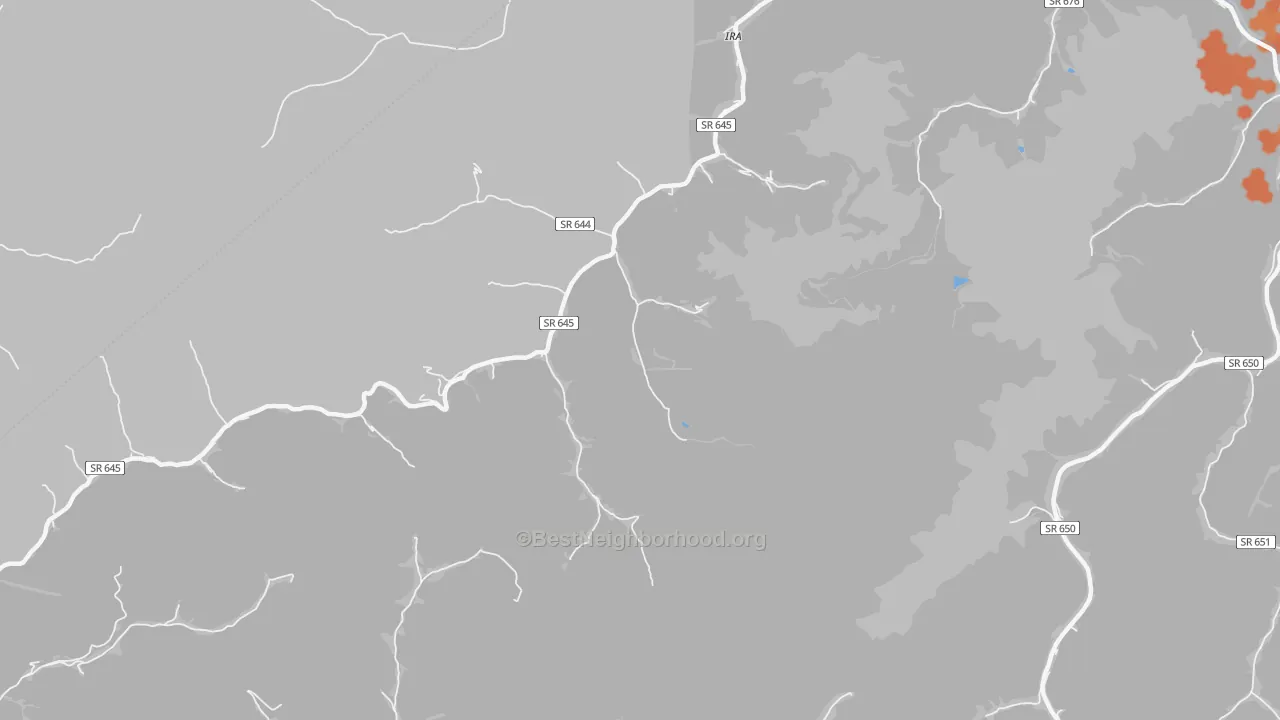 Bike Grade map of Ira, VA