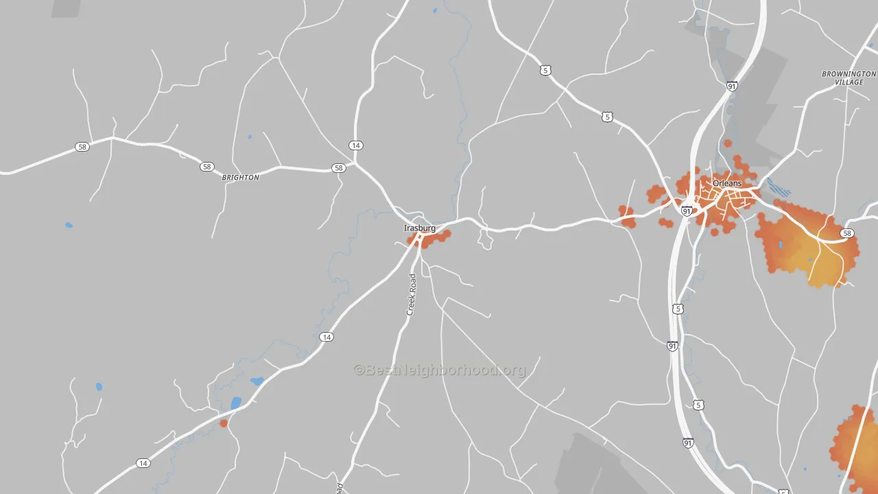 Bike Grade map of Irasburg, VT