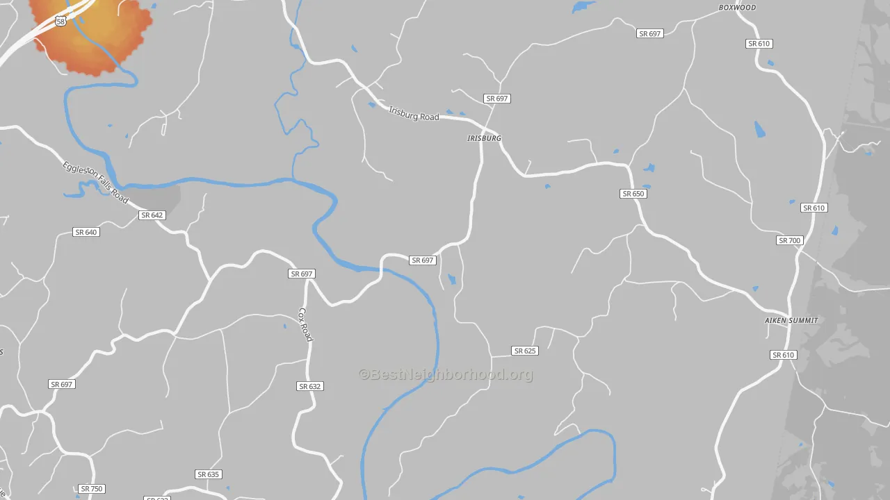 Bike Grade map of Irisburg, VA