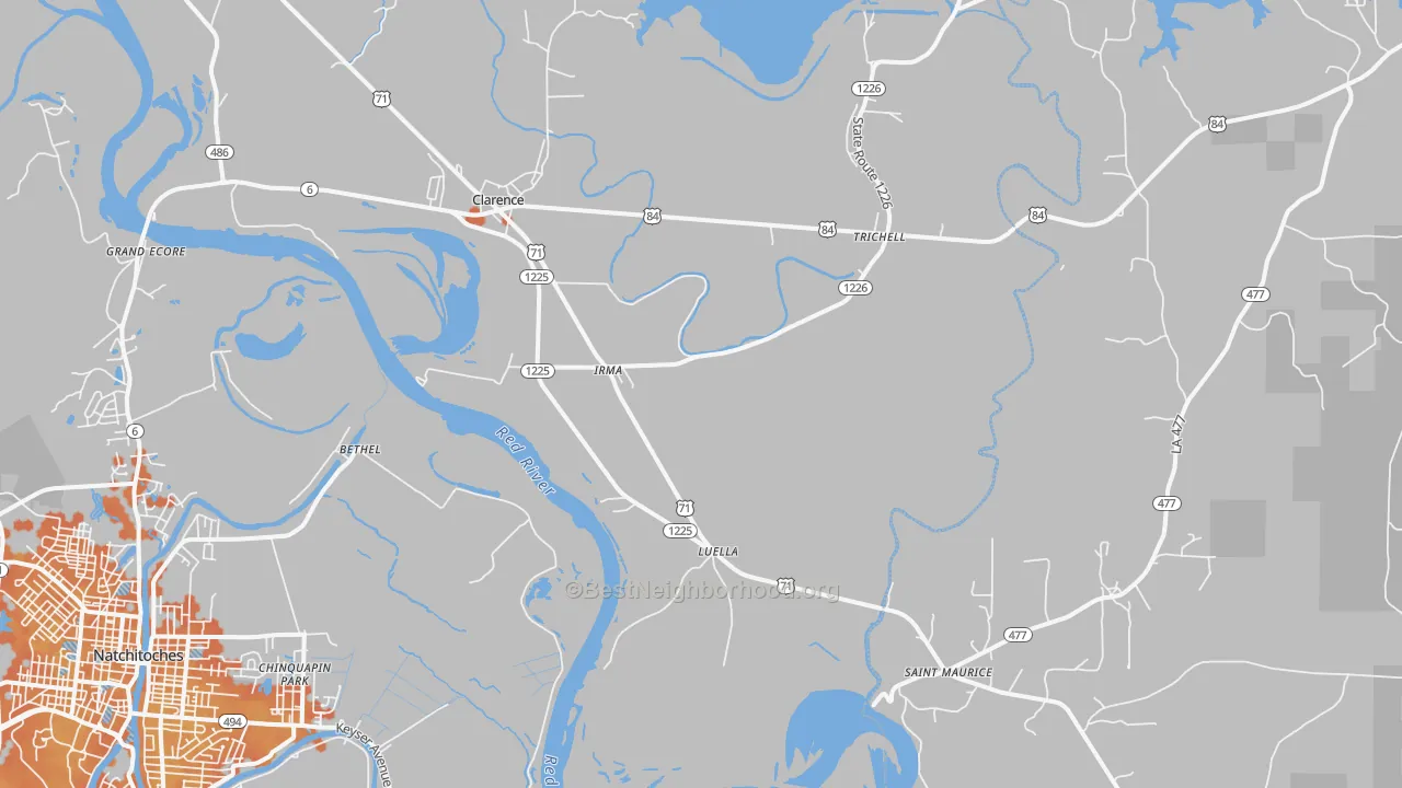 Bike Grade map of Irma, LA