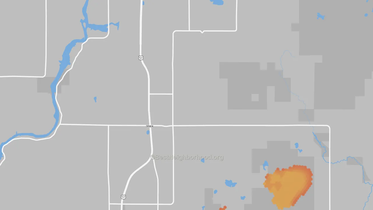 Bike Grade map of Irma, WI