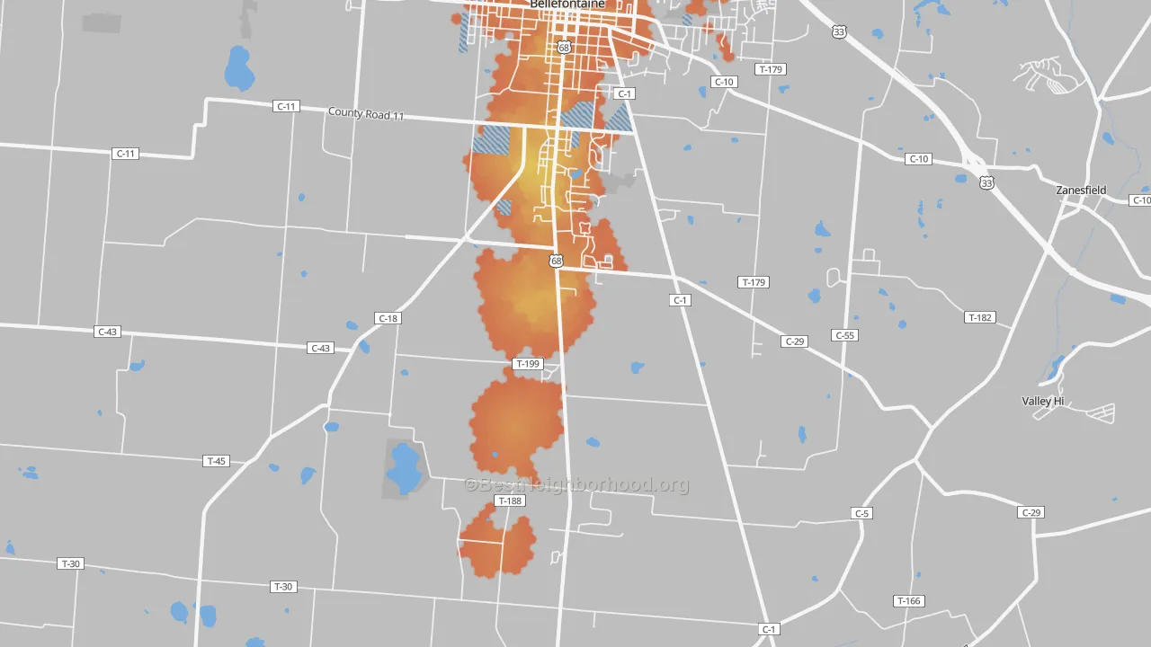 Bike Grade map of Iron City, OH