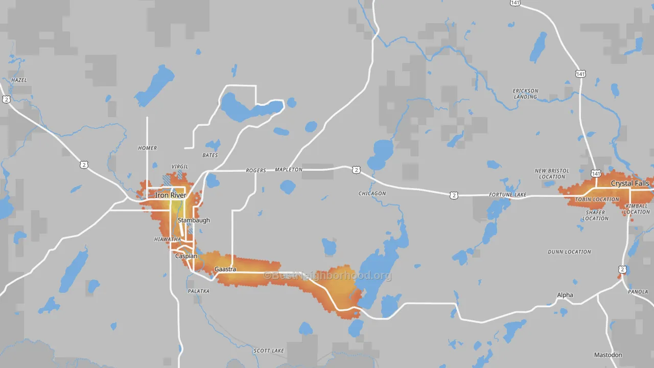 Bike Grade map of Iron County, MI