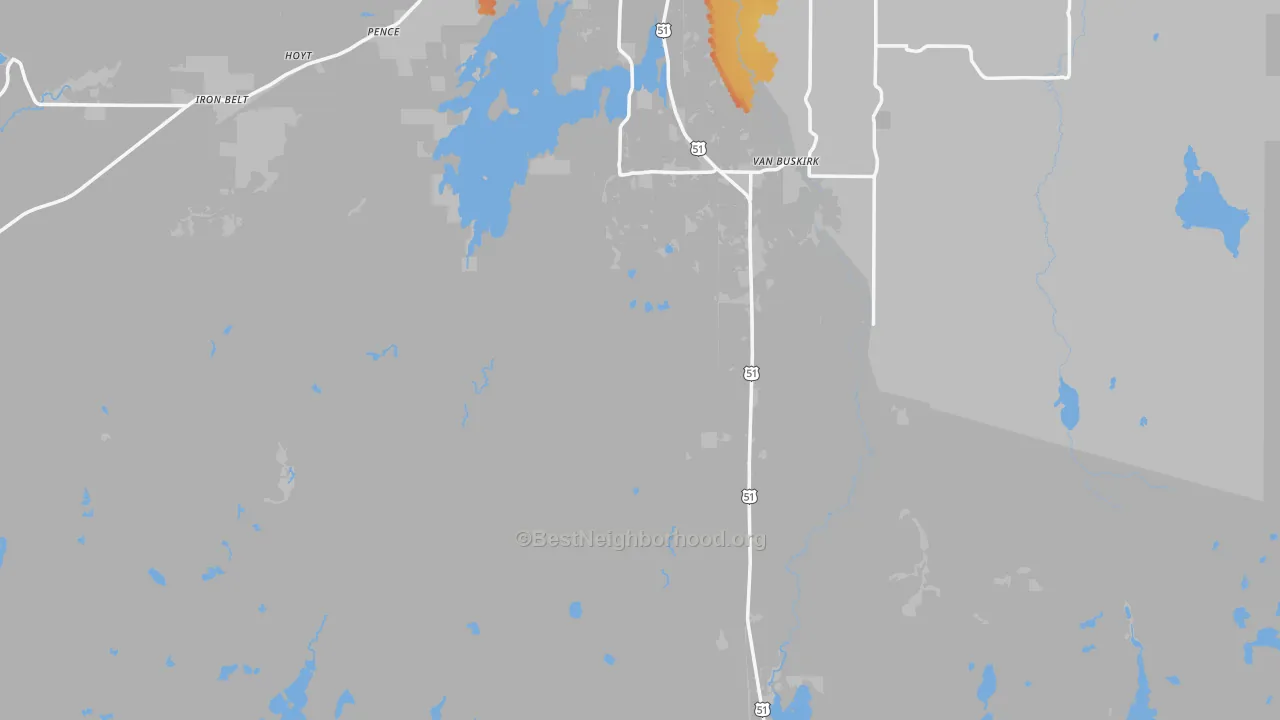 Bike Grade map of Iron County, WI