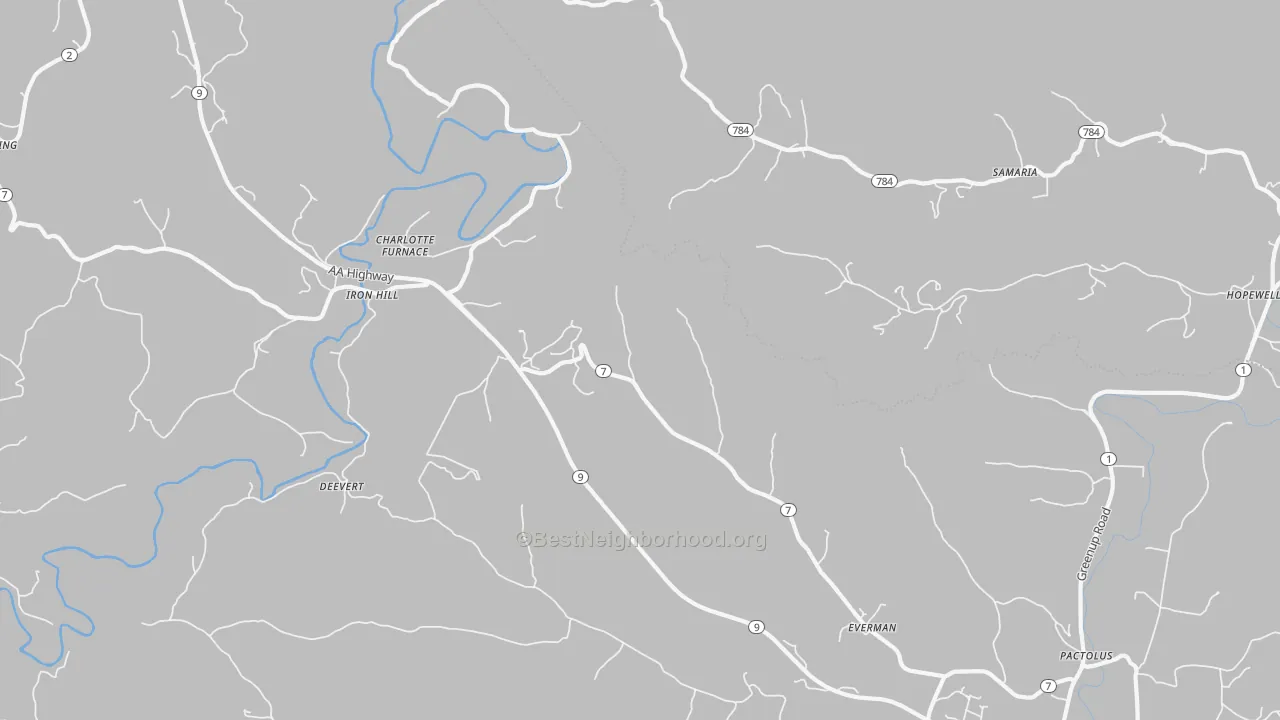 Bike Grade map of Iron Hill, KY