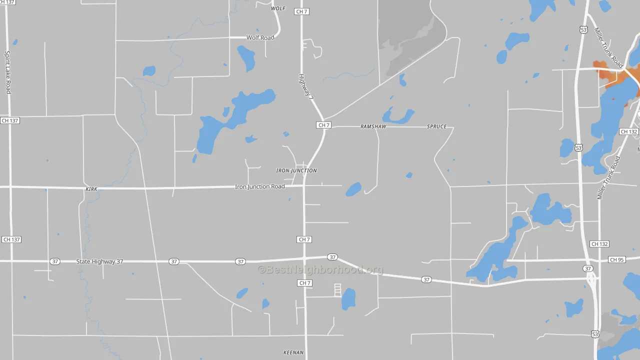 Bike Grade map of Iron Junction, MN