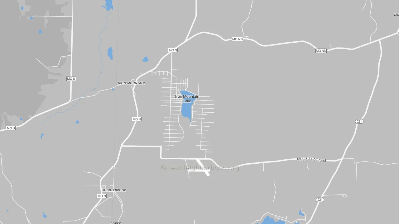 Bike Grade map of Iron Mountain Lake, MO