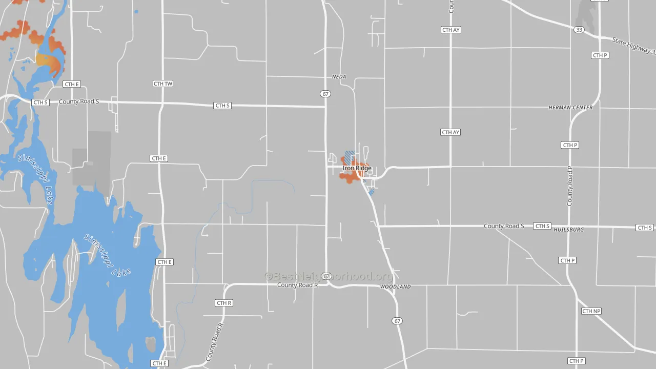 Bike Grade map of Iron Ridge, WI
