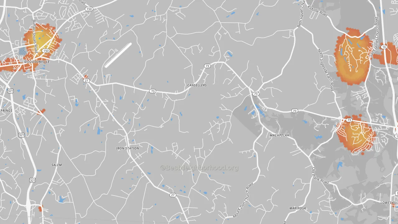 Bike Grade map of Iron Station, NC