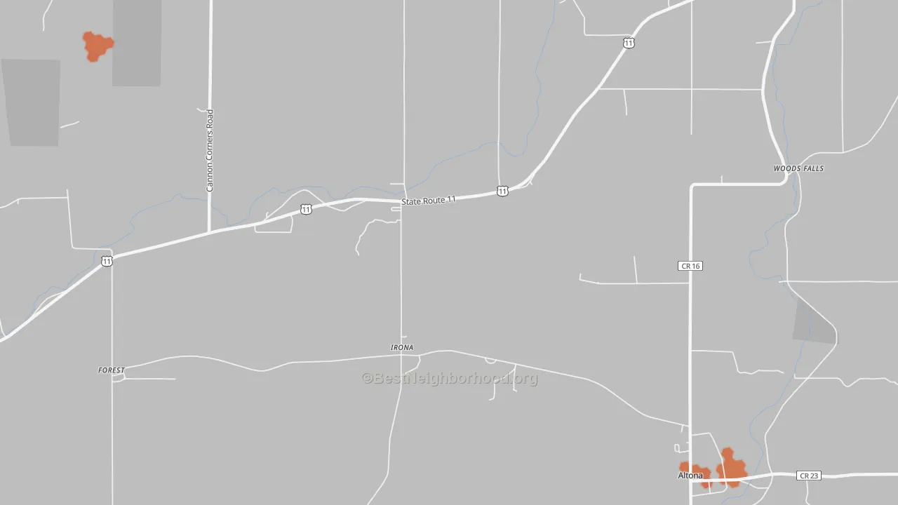 Bike Grade map of Irona, NY