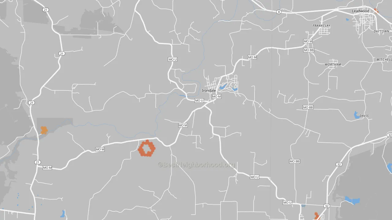 Bike Grade map of Irondale, MO