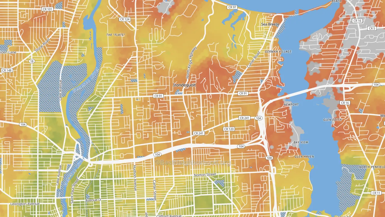 Bike Grade map of Irondequoit, NY