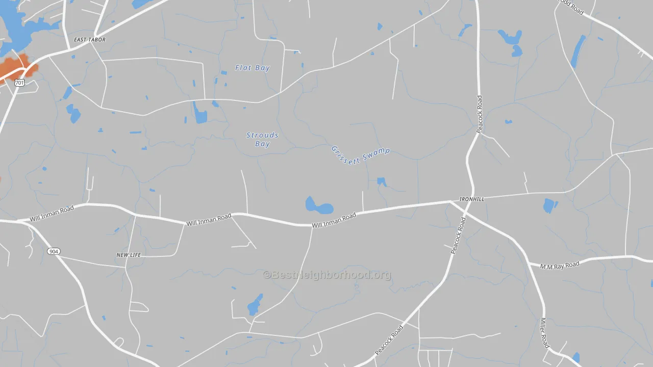 Bike Grade map of Ironhill, NC