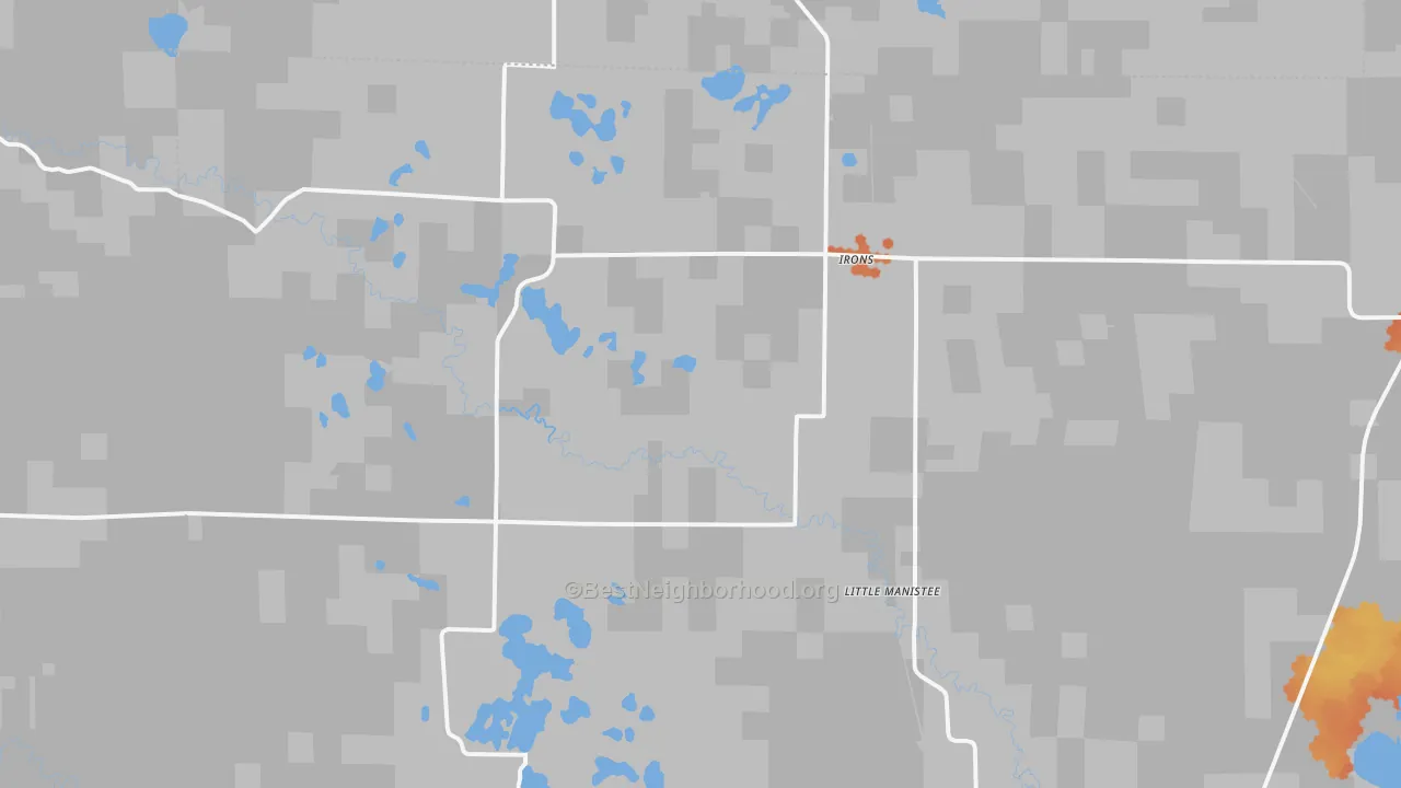 Bike Grade map of Irons, MI