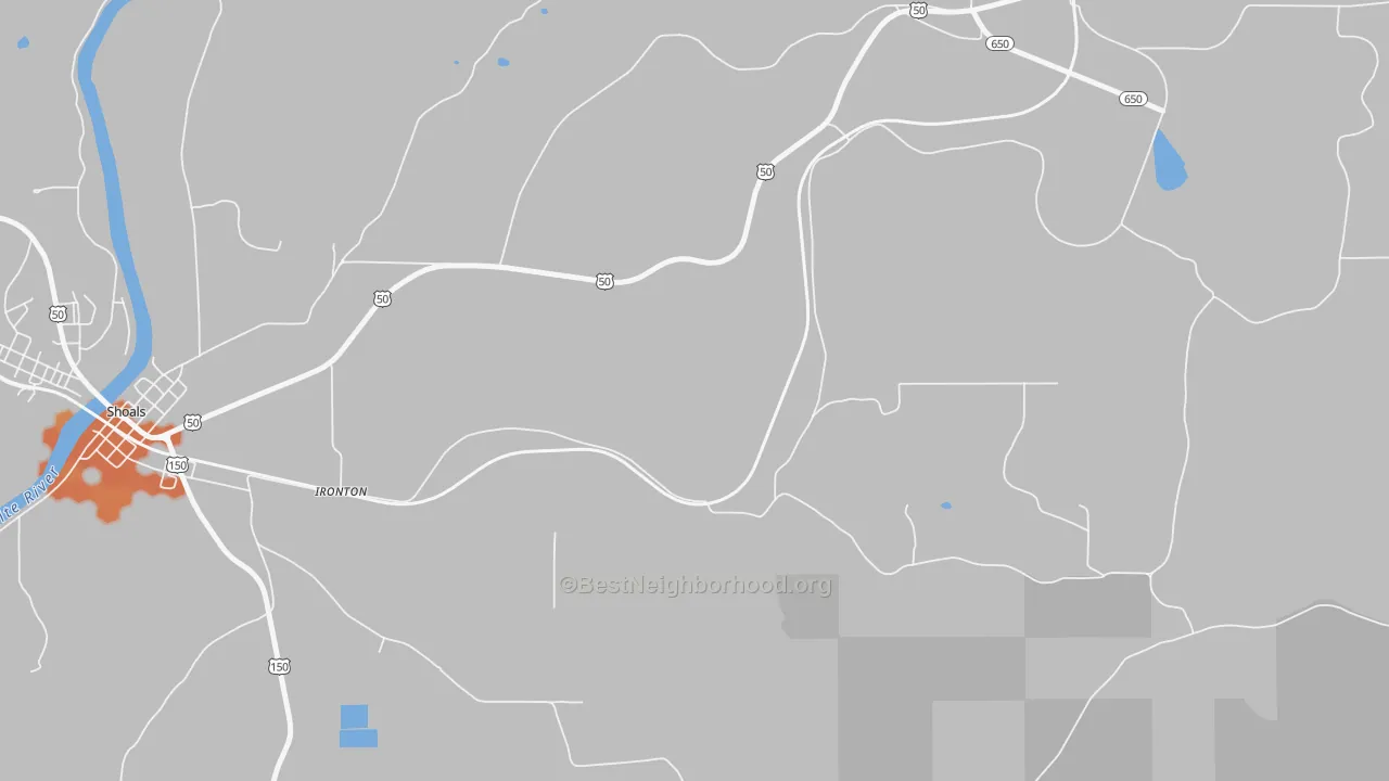 Bike Grade map of Ironton, IN