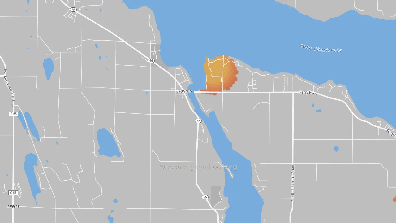 Bike Grade map of Ironton, MI