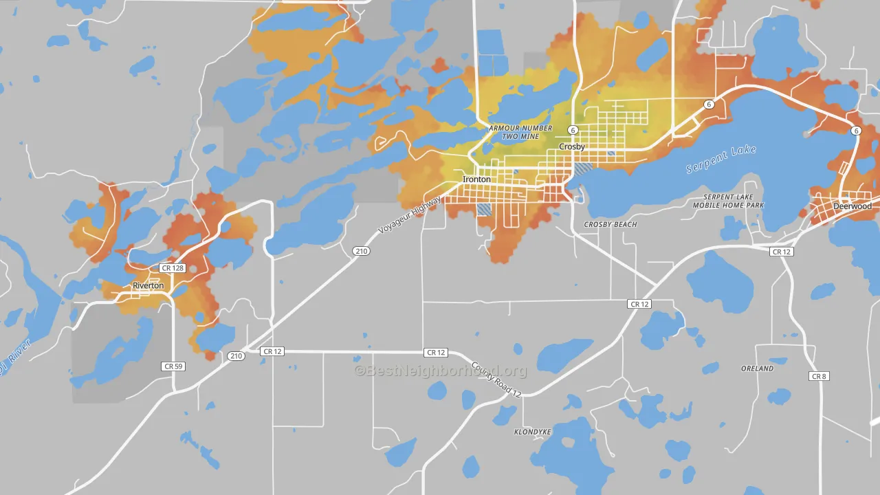 Bike Grade map of Ironton, MN