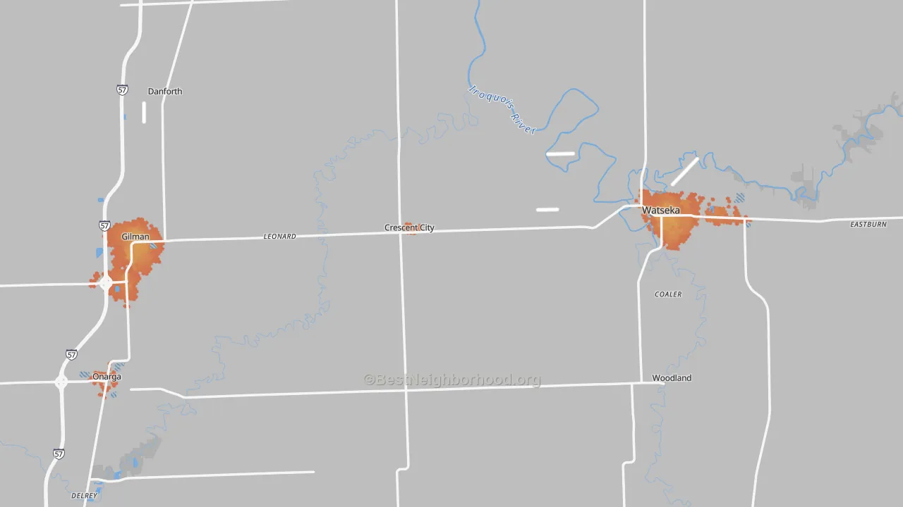 Bike Grade map of Iroquois County, IL