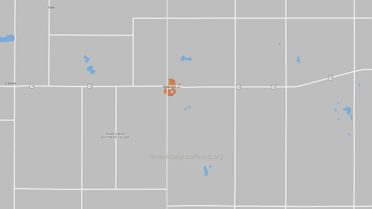 Bike Grade map of Iroquois, SD