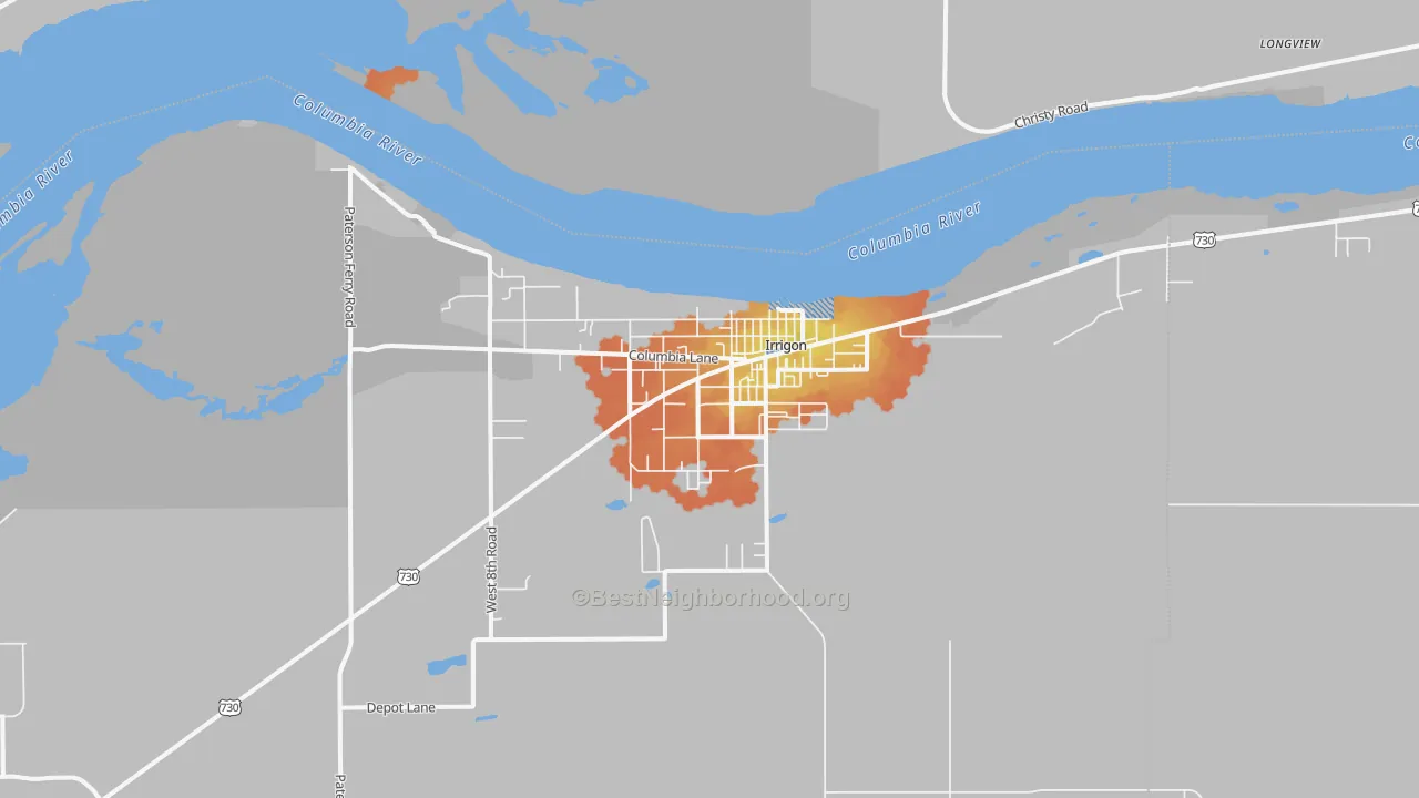 Bike Grade map of Irrigon, OR