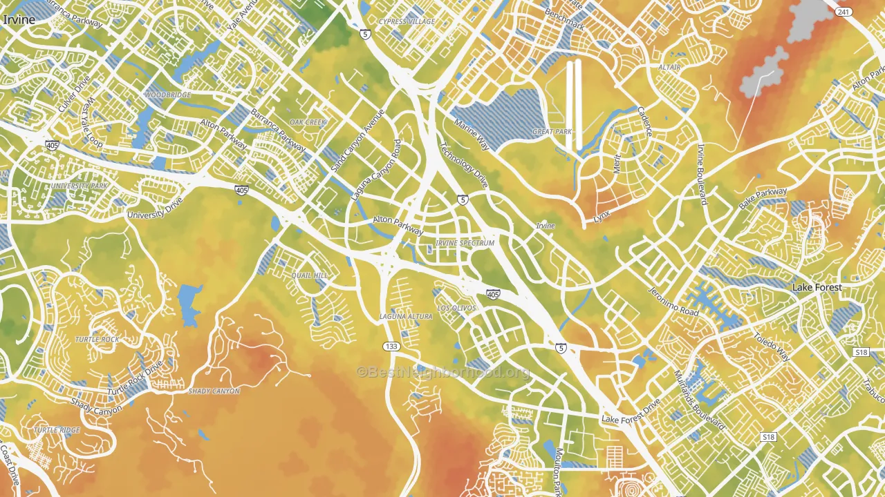 Bike Grade map of Irvine Health and Science Complex, Irvine, CA