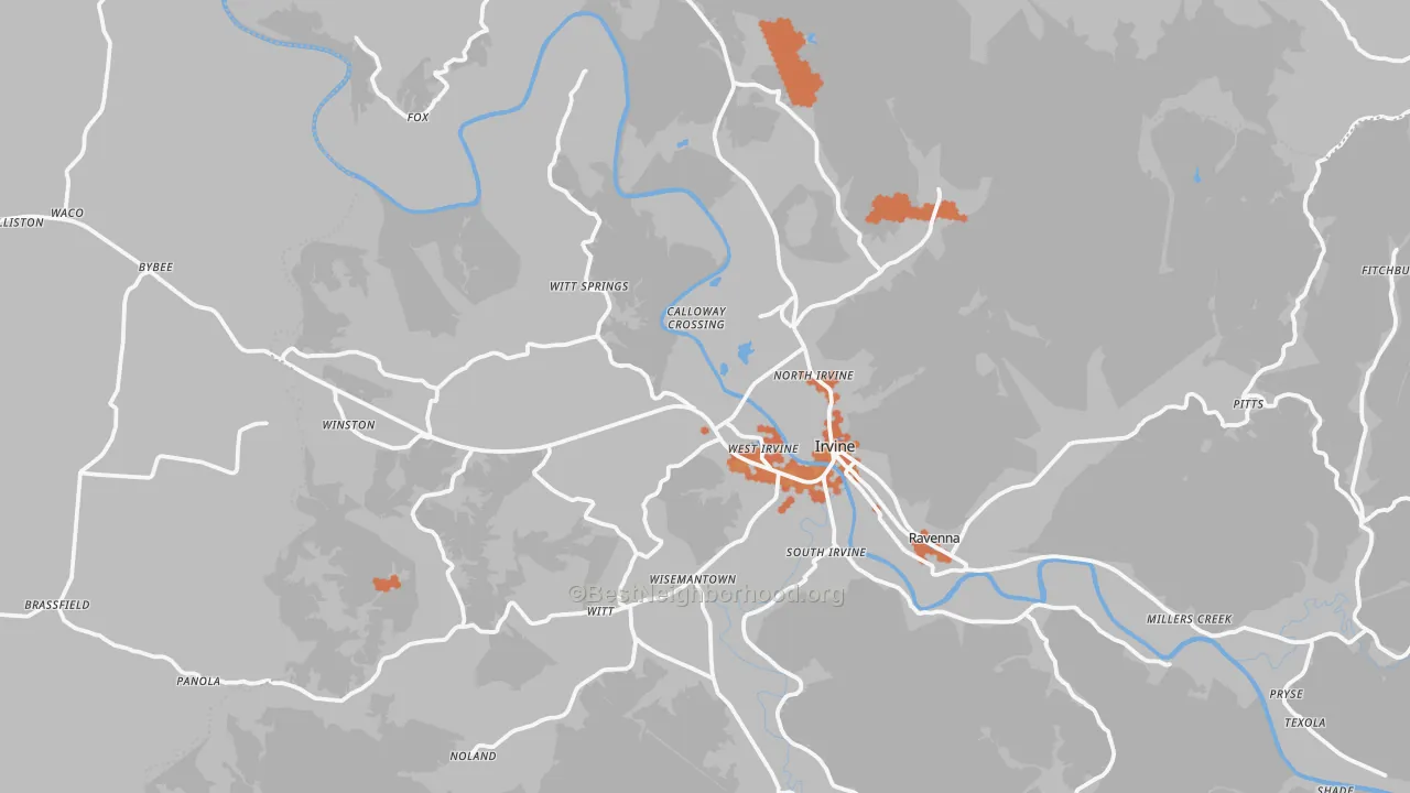 Bike Grade map of Irvine, KY