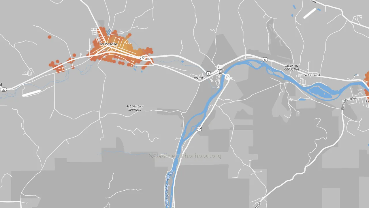 Bike Grade map of Irvine, PA