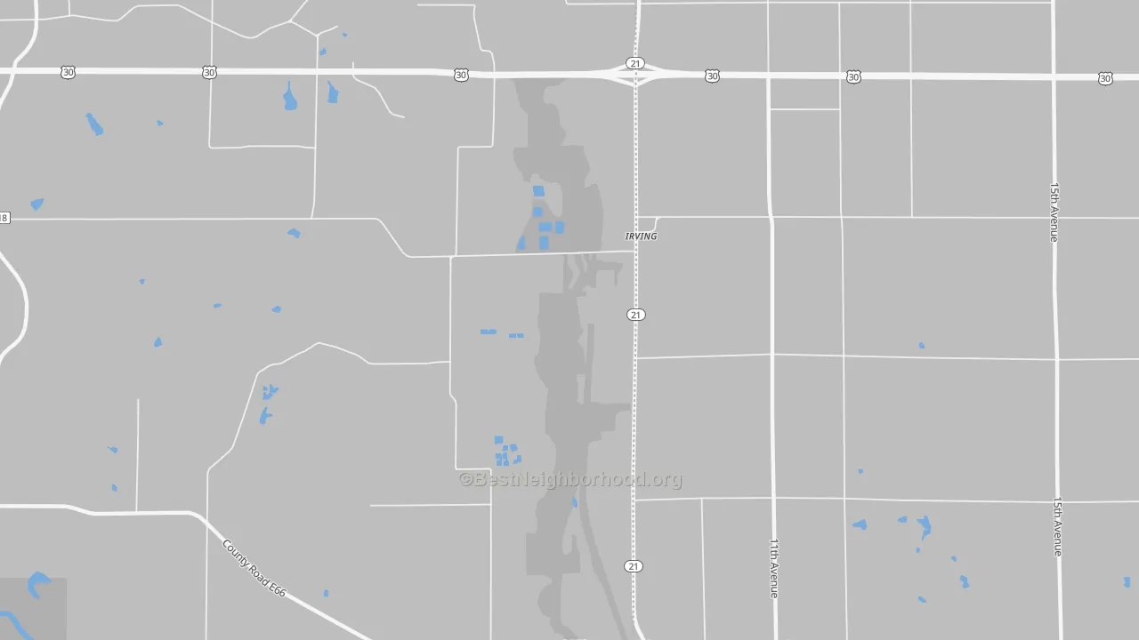 Bike Grade map of Irving, IA