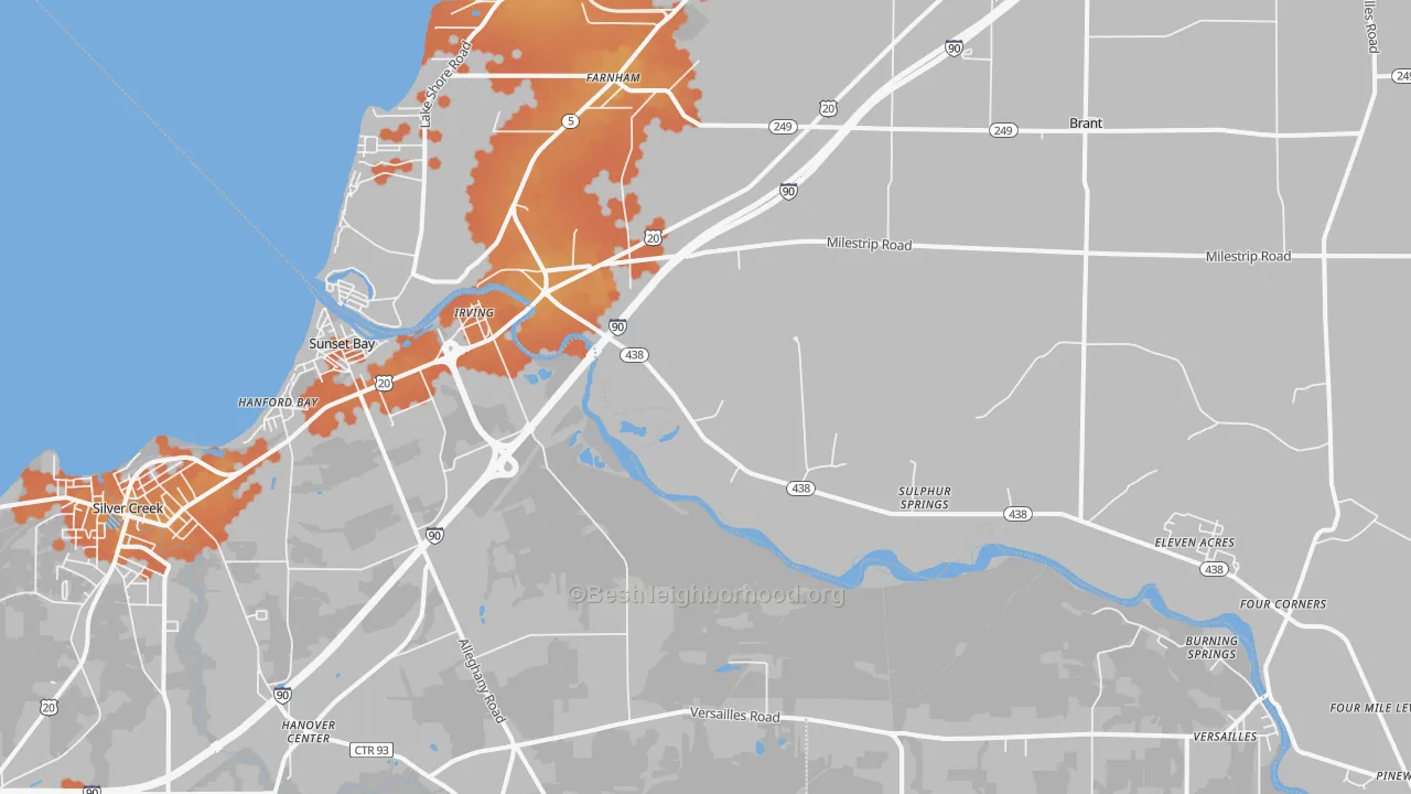 Bike Grade map of Irving, NY