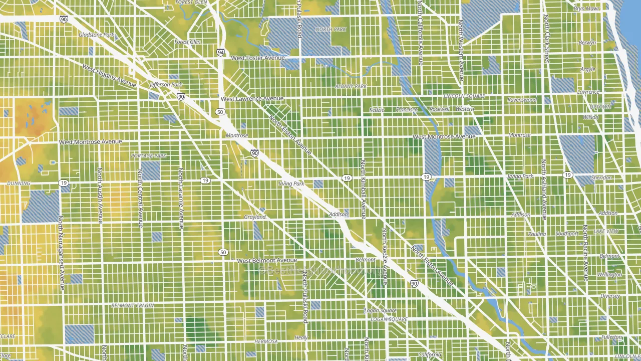 Bike Grade map of Irving Park, Chicago, IL