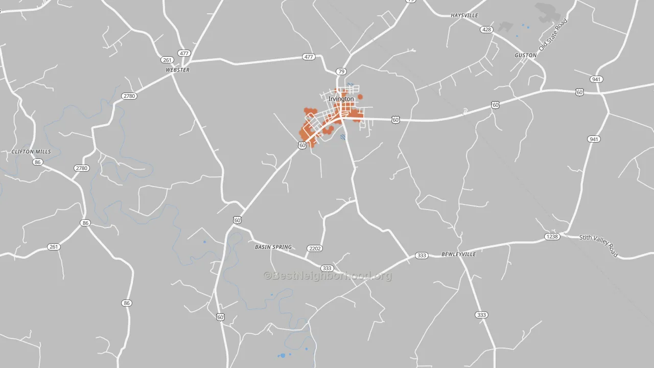 Bike Grade map of Irvington, KY