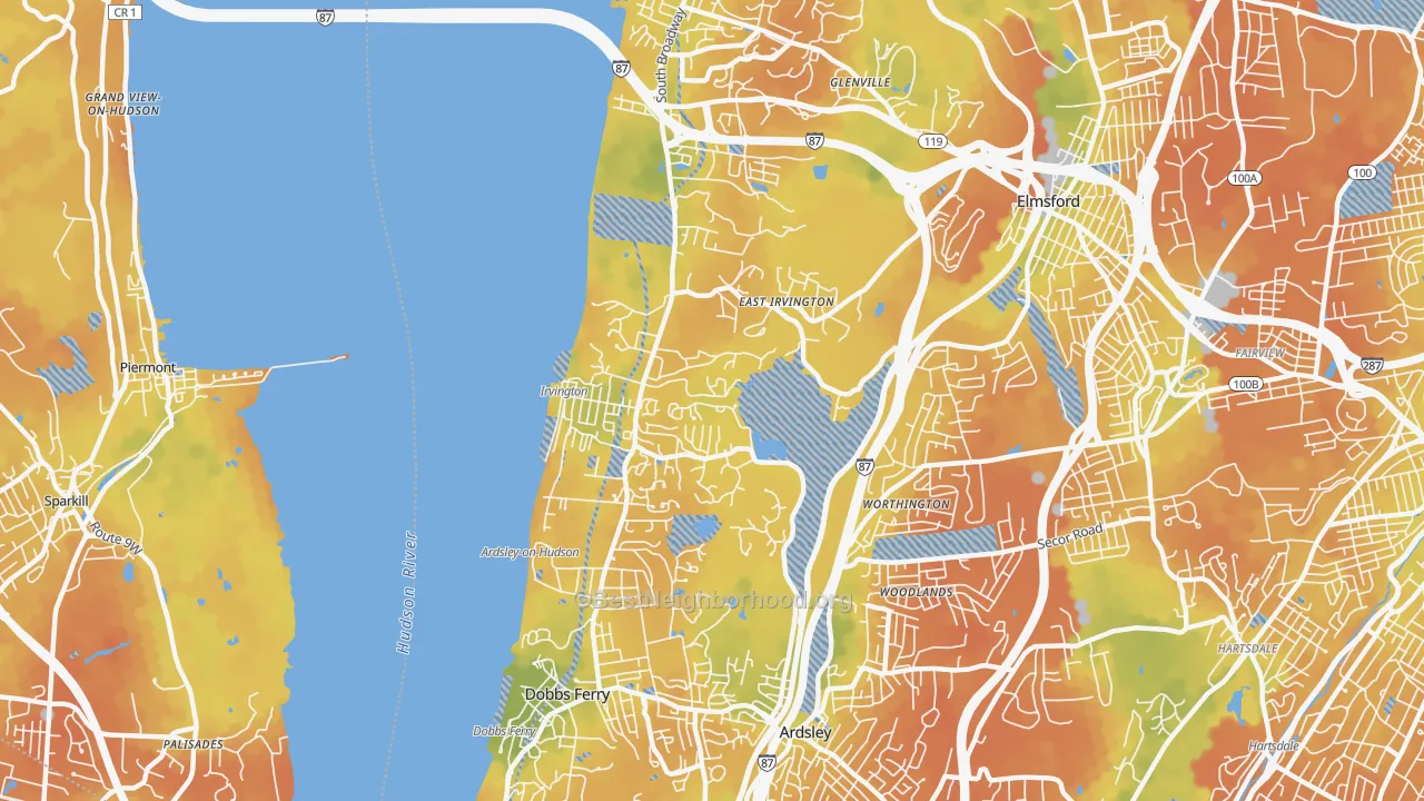 Bike Grade map of Irvington, NY