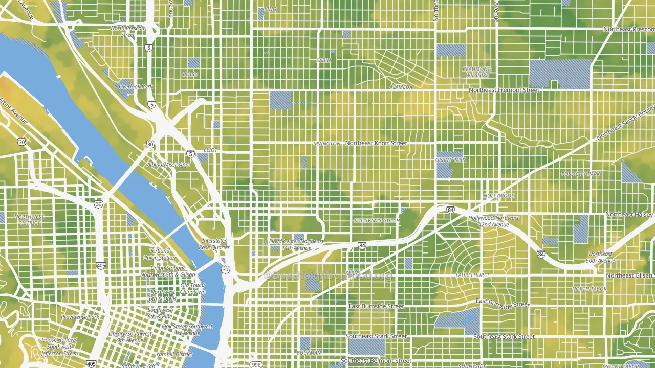 Bike Grade map of Irvington, Portland, OR
