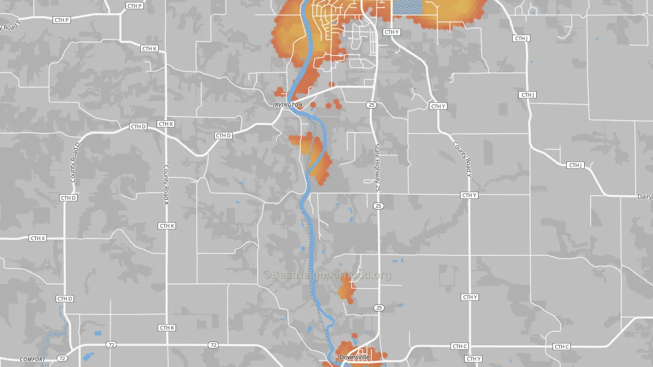 Bike Grade map of Irvington, WI