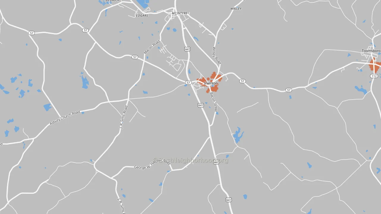 Bike Grade map of Irwinton, GA