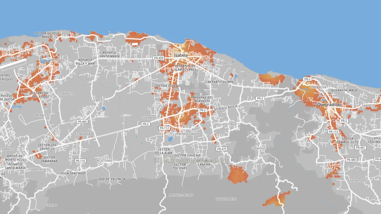 Bike Grade map of Isabela Municipio, PR