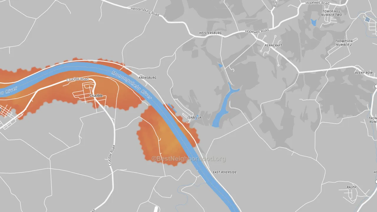 Bike Grade map of Isabella, PA