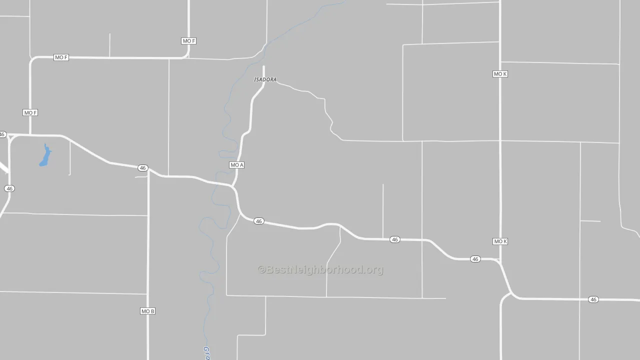 Bike Grade map of Isadora, MO