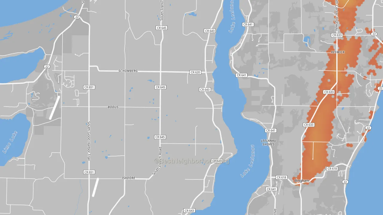 Bike Grade map of Isadore, MI