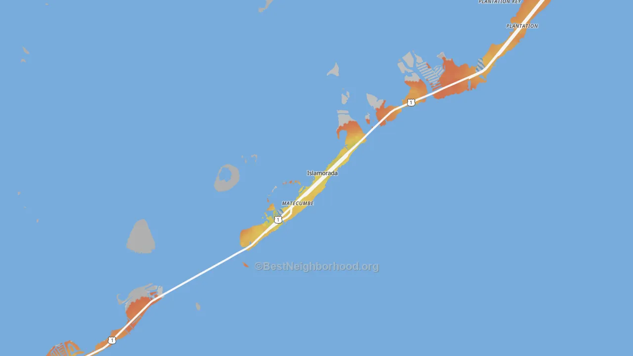 Bike Grade map of Islamorada, FL