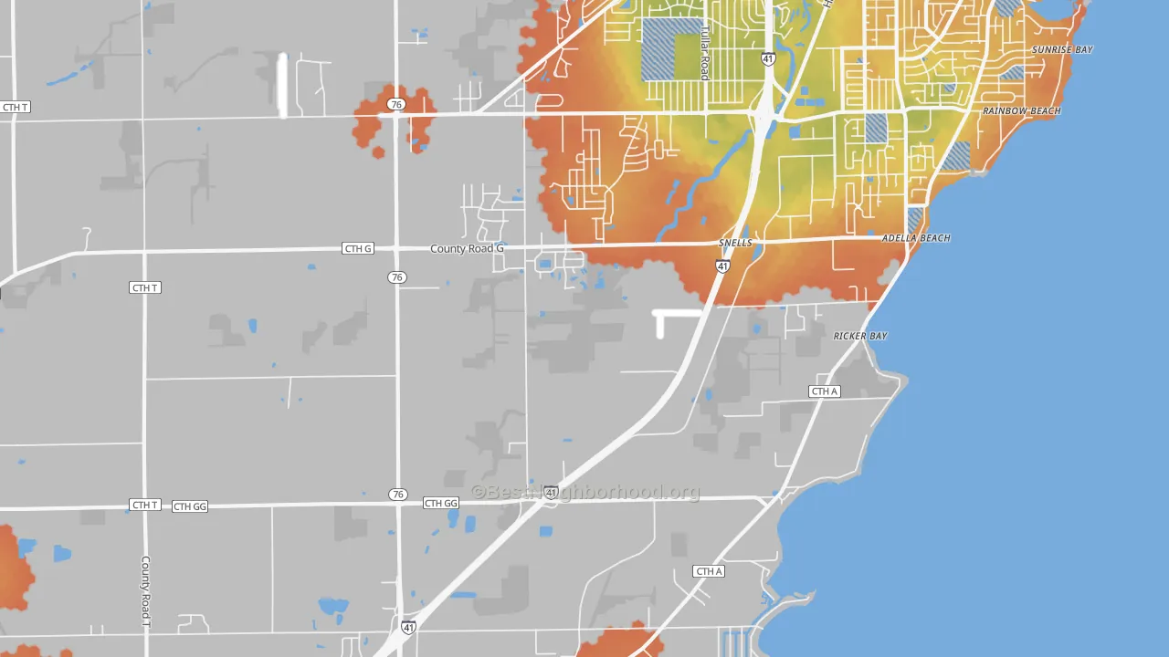 Bike Grade map of Island Beach, WI