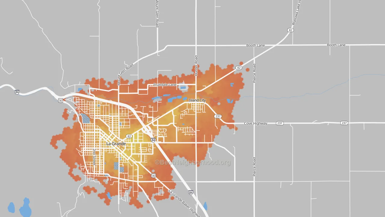 Bike Grade map of Island City, OR