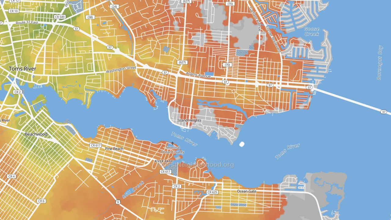 Bike Grade map of Island Heights, NJ