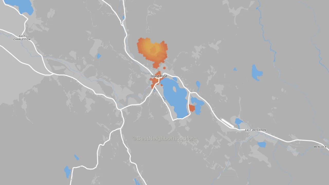 Bike Grade map of Island Pond, VT