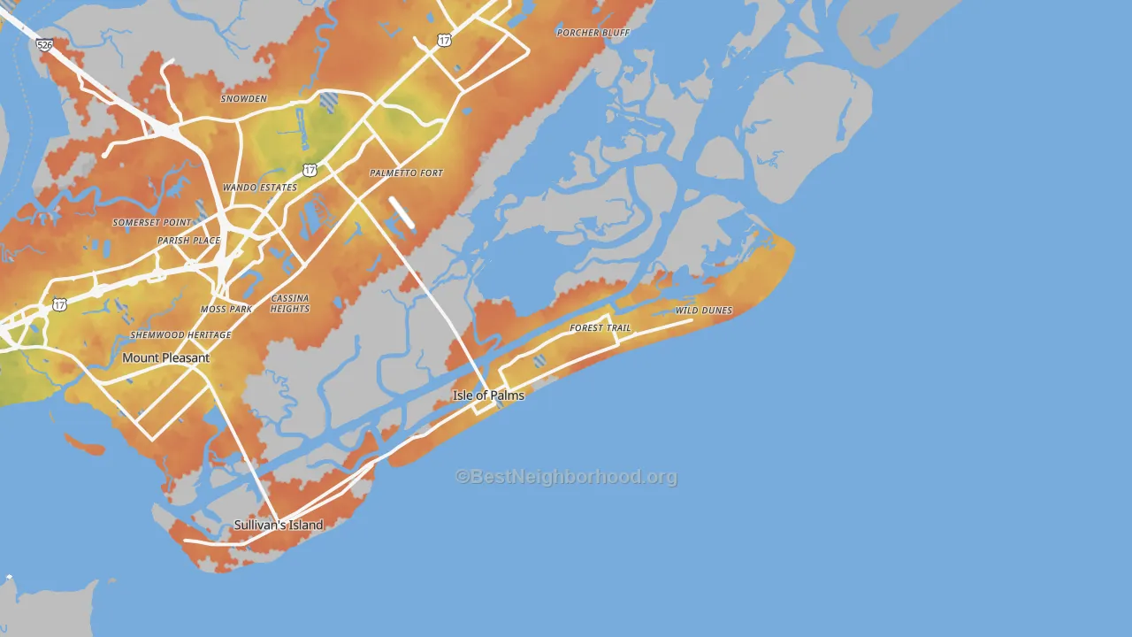 Bike Grade map of Isle Of Palms, SC