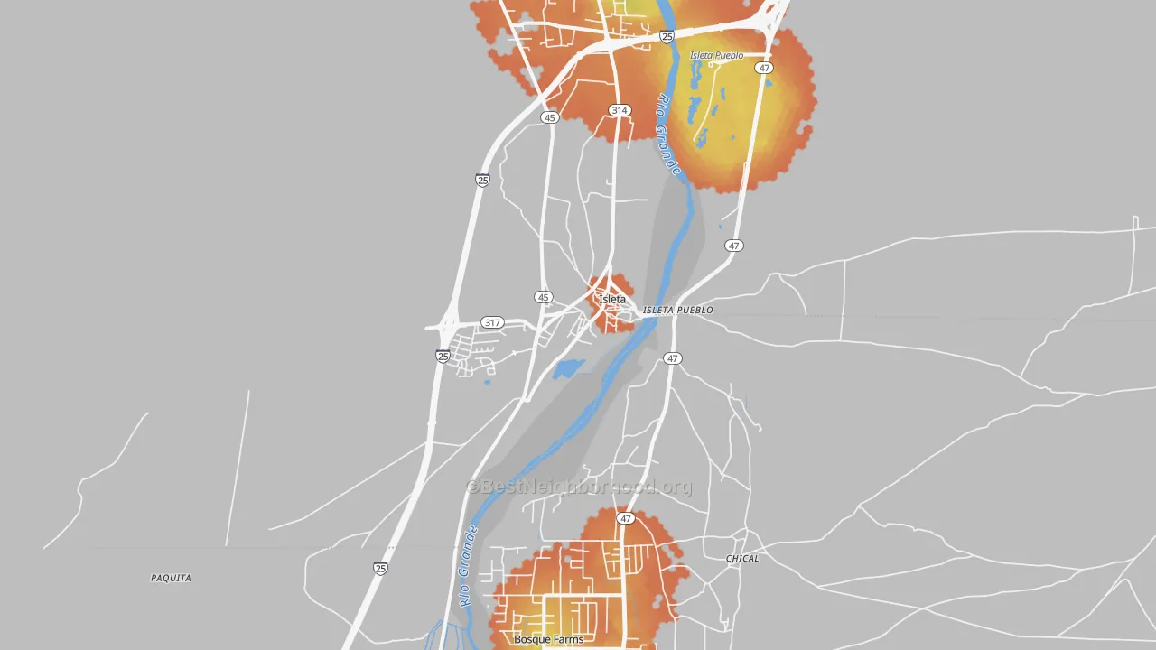 Bike Grade map of Isleta, NM